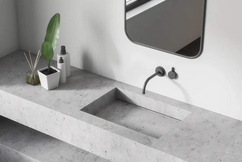 top-view-bathroom-sink-made-white-stone-with-vertical-mirror-it-standing-room-with-white-walls-3d-rendering copy